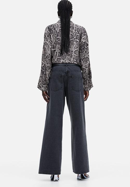 H&M - Wide denim trousers - dark grey