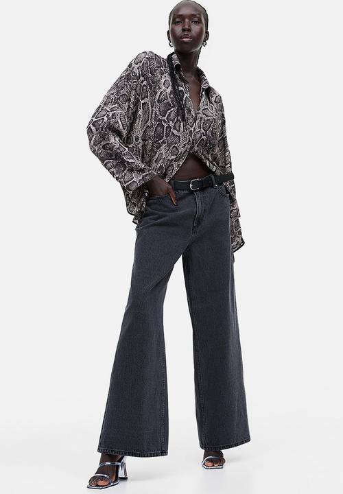 H&M - Wide denim trousers - dark grey