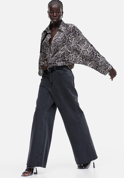 H&M - Wide denim trousers - dark grey