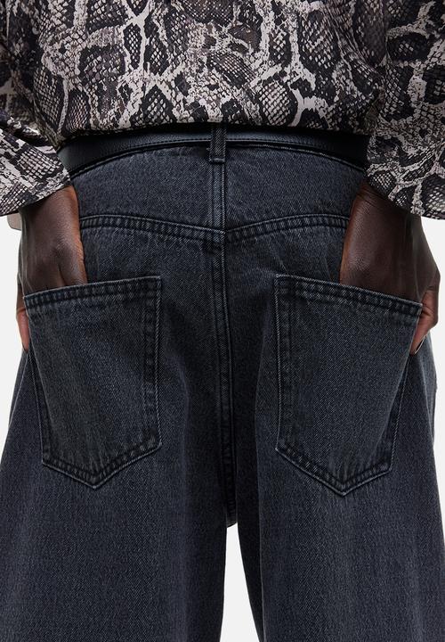 H&M - Wide denim trousers - dark grey