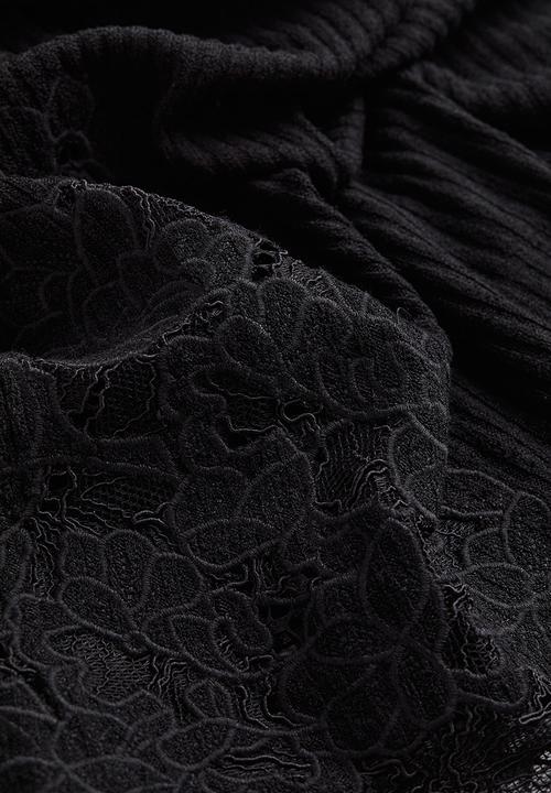 H&M - Lace-detail ribbed skirt - black