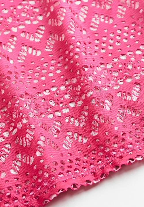 H&M - Flared hole patterned jersey trousers - bright pink