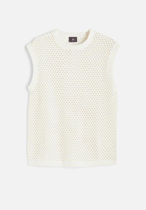H&M - Regular fit hole-knit sweater vest - white