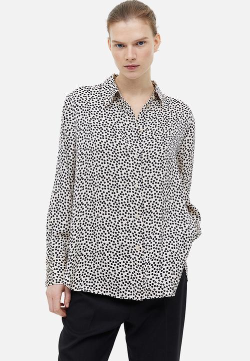 H&M - Pointed-collar shirt - cream spotted 