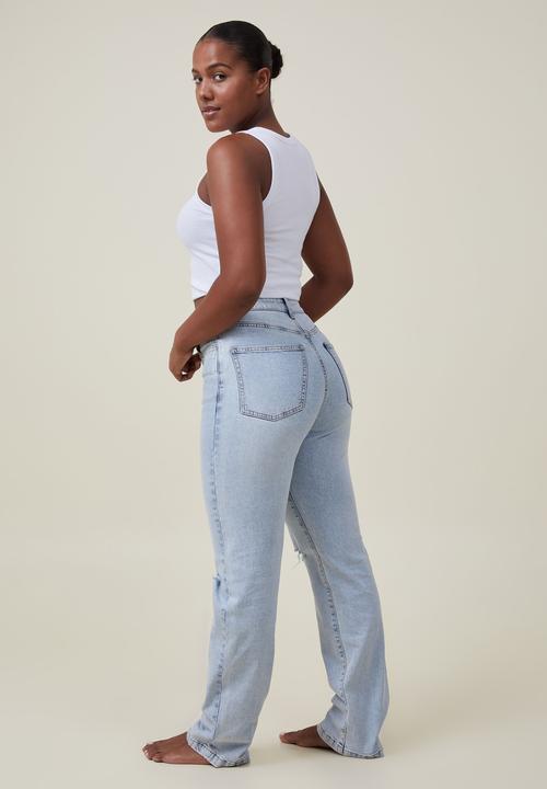Cotton On - Curvy stretch straight jean - palm blue rip