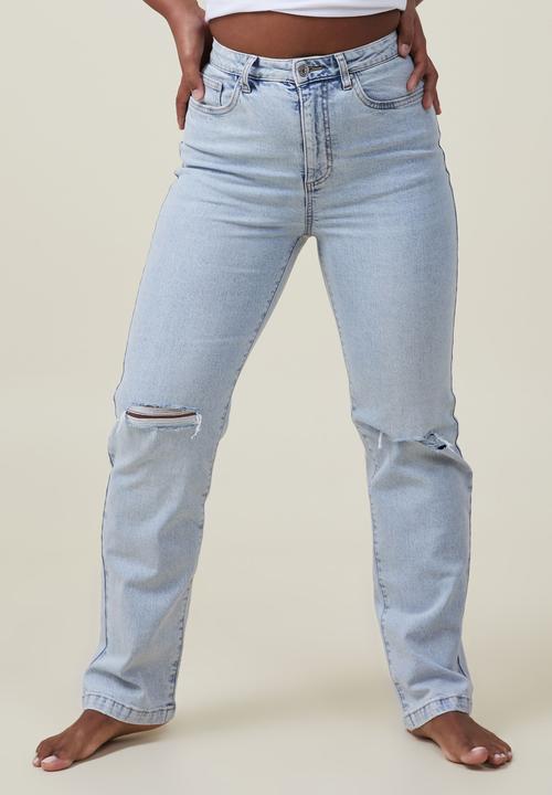 Cotton On - Curvy stretch straight jean - palm blue rip