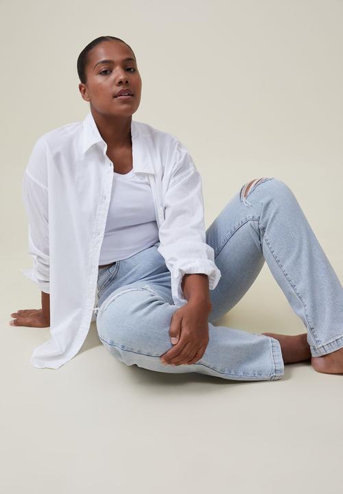Cotton On - Curvy stretch straight jean - palm blue rip