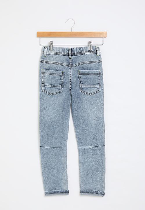 MINOTI - Boys basic knitted denim jean - light blue