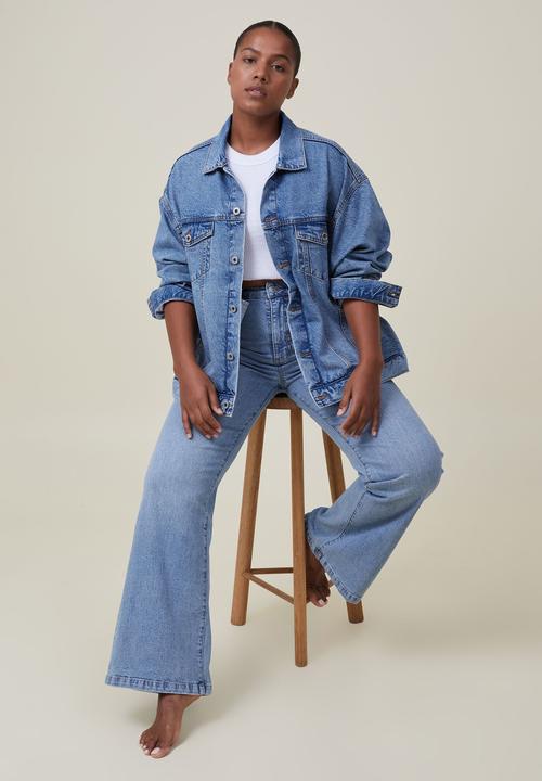 Cotton On - Curvy stretch wide jean - bells blue