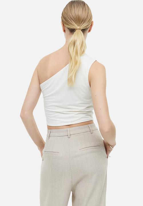 H&M - Gathered one-shoulder top - cream 