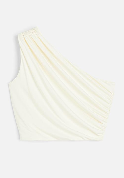H&M - Gathered one-shoulder top - cream 