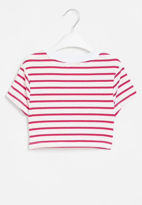 Superbalist - Stripe crop tee - red & milk