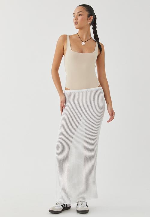 Supré  - Sara crochet maxi skirt - white