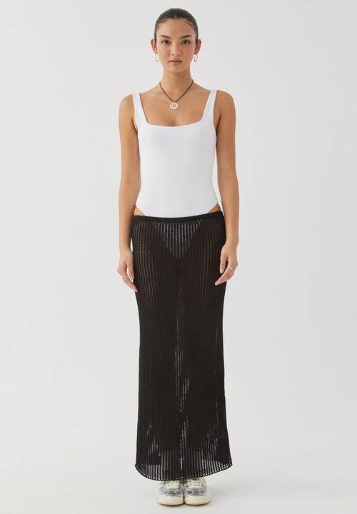 Supré  - Sara crochet maxi skirt - black