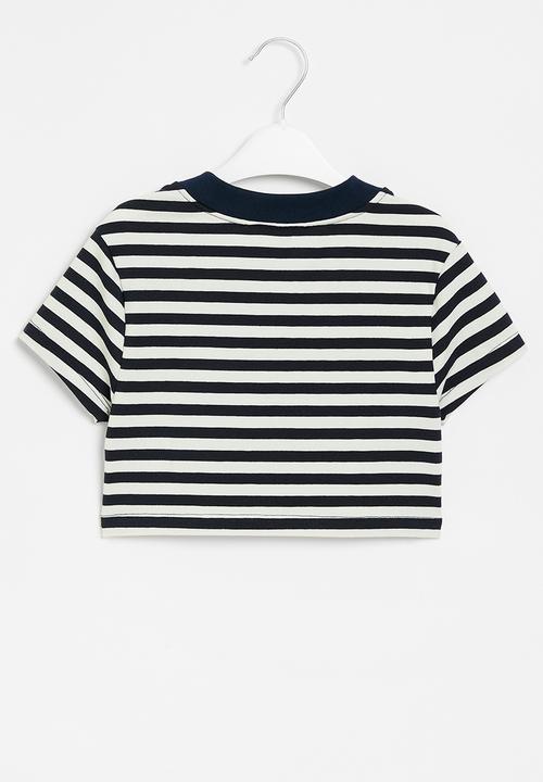 Superbalist - Stripe crop tee - navy & milk
