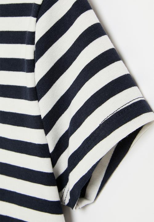 Superbalist - Stripe crop tee - navy & milk