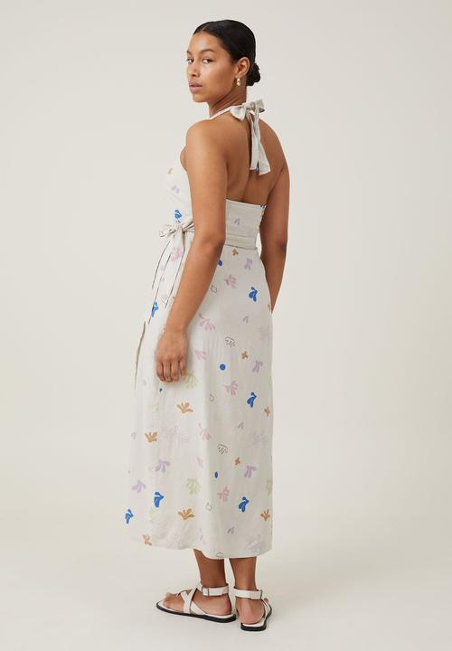 Cotton On - Haven halter wrap midi dress - carissa coral multi