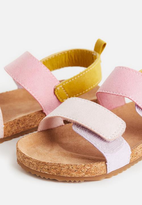 H&M - Sandals - light pink & mustard yellow 