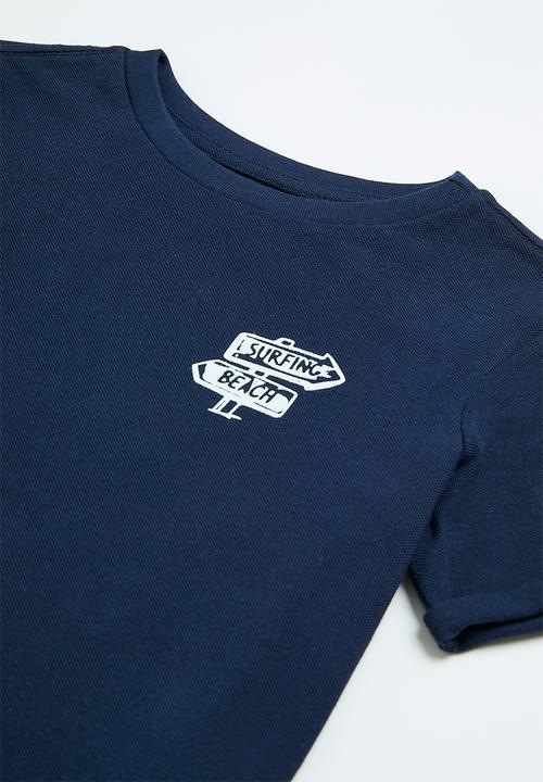 Pop Candy - Pique t-shirt and short set - navy