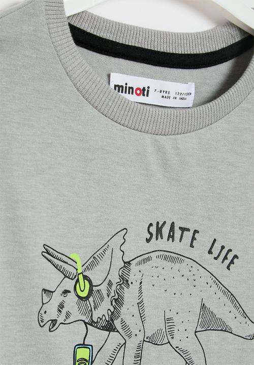 MINOTI - Boys basic skate life long sleeve graphic top - grey