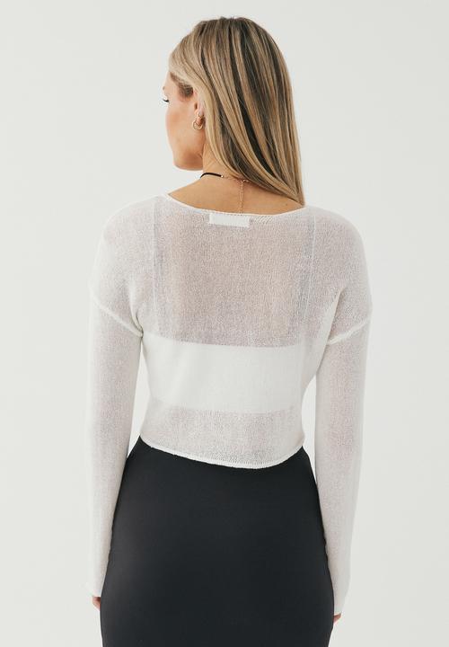 Supré  - Courtney sheer knit jumper - white