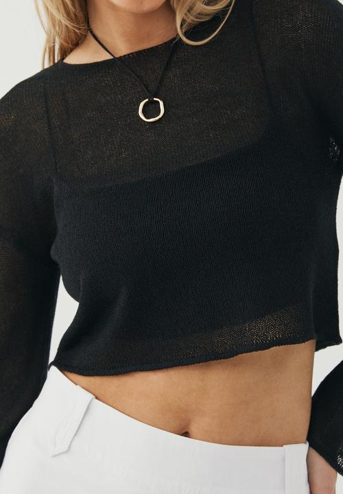 Supré  - Courtney sheer knit jumper - black