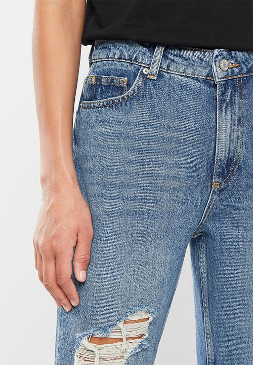 Trendyol - High rise ripped bootcut jeans - blue