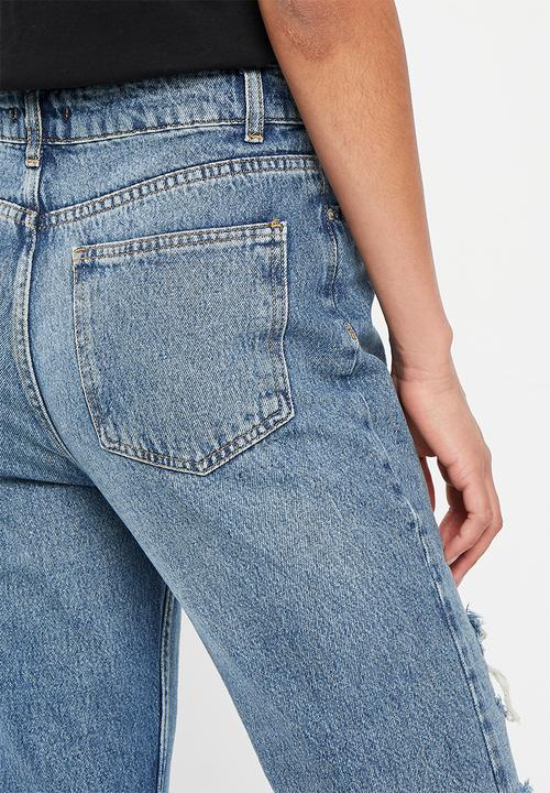 Trendyol - High rise ripped bootcut jeans - blue