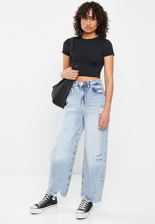 Trendyol - High rise carrot cut jeans - blue