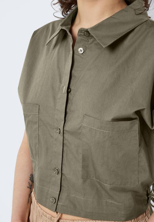 Noisy May - Pinar short sleeve tie top - crocodile solid