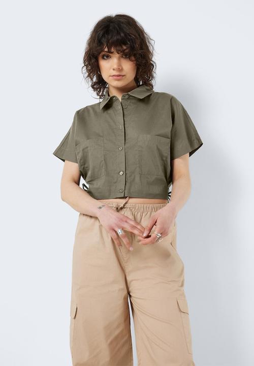 Noisy May - Pinar short sleeve tie top - crocodile solid