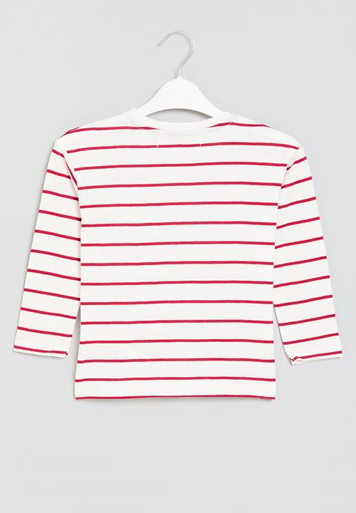 MINOTI - Striped long sleeve top - white & red 