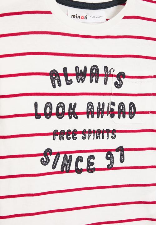 MINOTI - Striped long sleeve top - white & red 