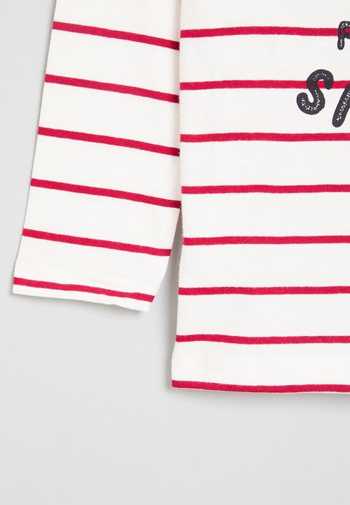 MINOTI - Striped long sleeve top - white & red 