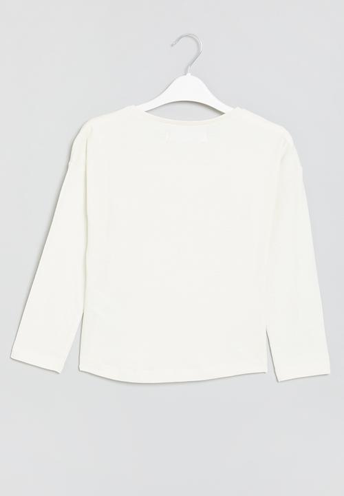 MINOTI - Girls basic fashion baby graphic long sleeve top - white 