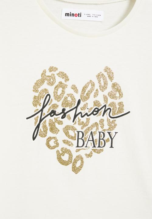 MINOTI - Girls basic fashion baby graphic long sleeve top - white 