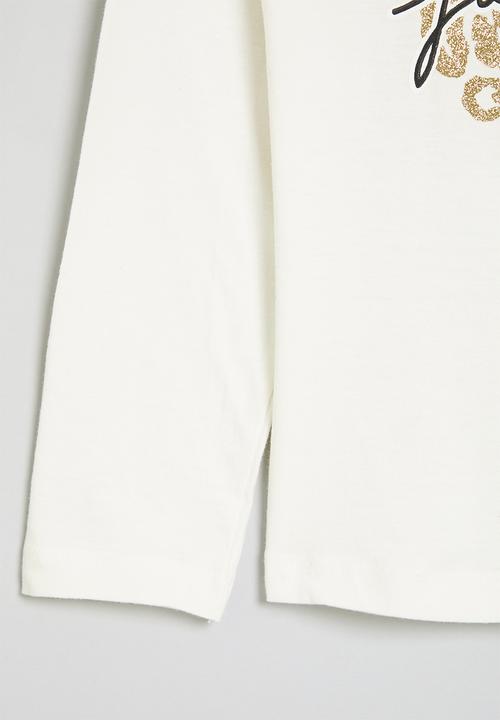 MINOTI - Girls basic fashion baby graphic long sleeve top - white 