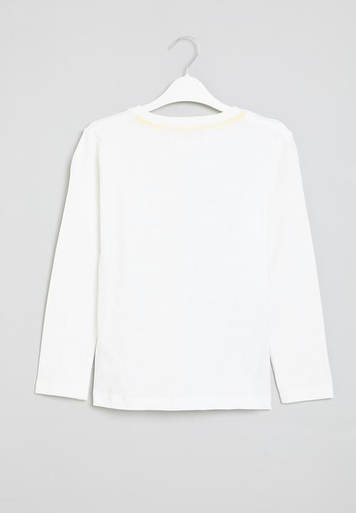 MINOTI - Boys basic dino long sleeve graphic top - white 