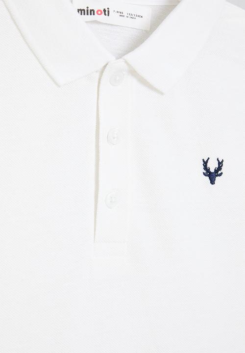 MINOTI - Boys basic long sleeve polo top - white 