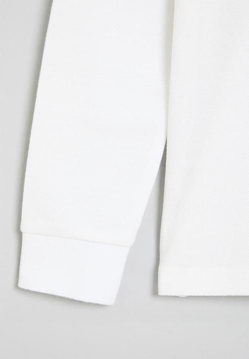 MINOTI - Boys basic long sleeve polo top - white 