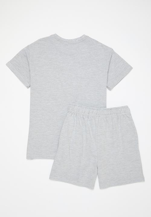 Rebel Republic - Pique t-shirt and short set - grey melange