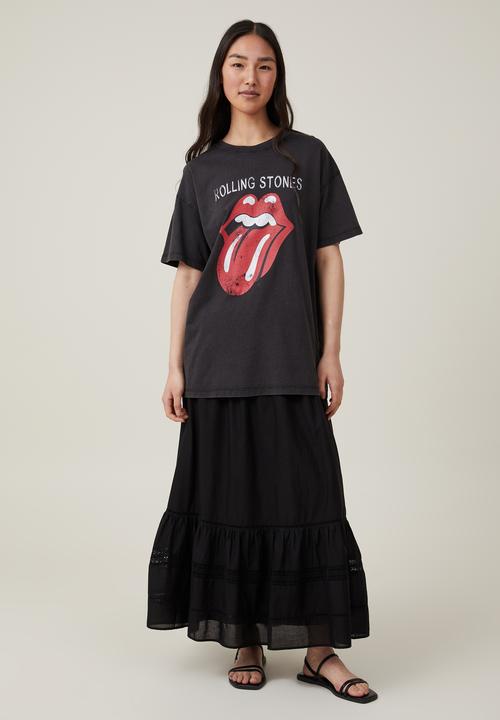 Cotton On - Oversized rolling stones music tee - rolling stones tongue/black