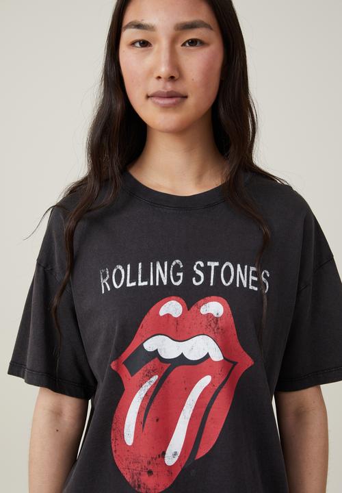 Cotton On - Oversized rolling stones music tee - rolling stones tongue/black