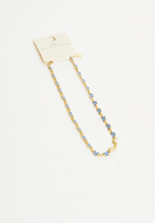 Rubi - Mid chain choker - gold plated plated blue butterfly