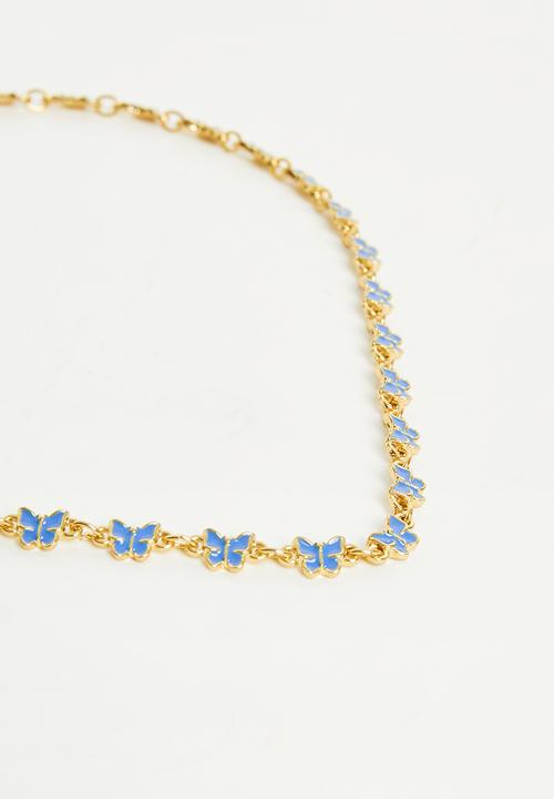 Rubi - Mid chain choker - gold plated plated blue butterfly
