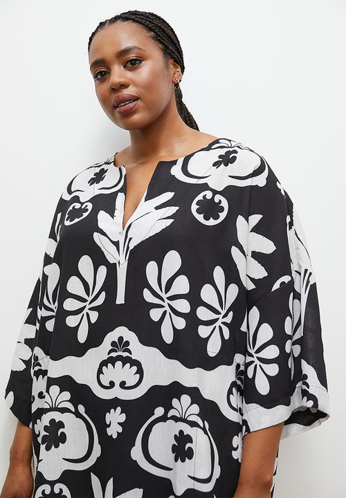 edit - Printed tee midi dress - mono tropical