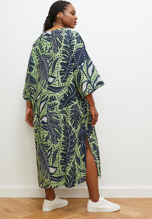 edit - Printed tee midi dress - leaf print