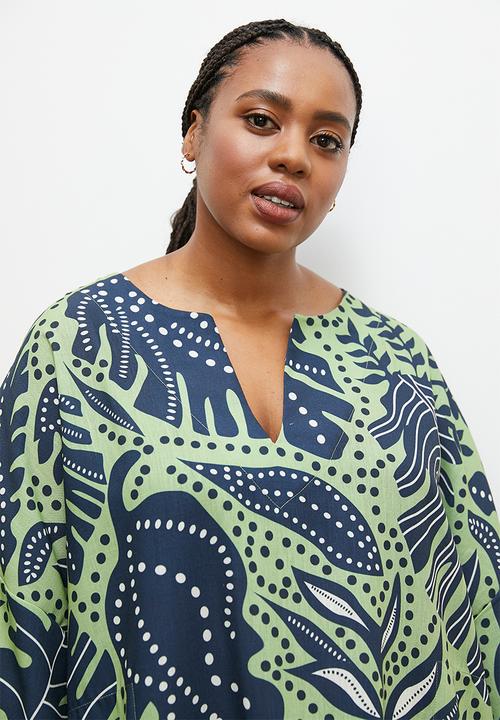 edit - Printed tee midi dress - leaf print
