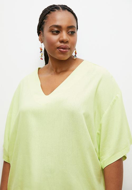 edit - Oversized linen boxy tee - lime