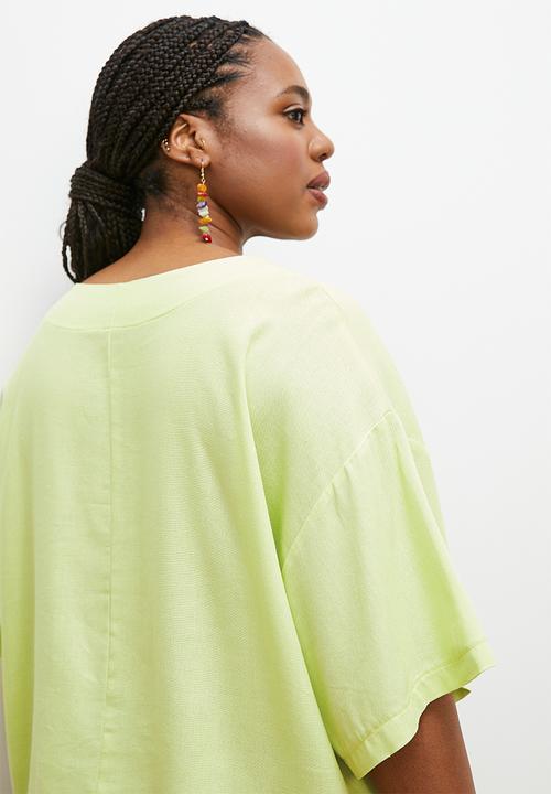 edit - Oversized linen boxy tee - lime